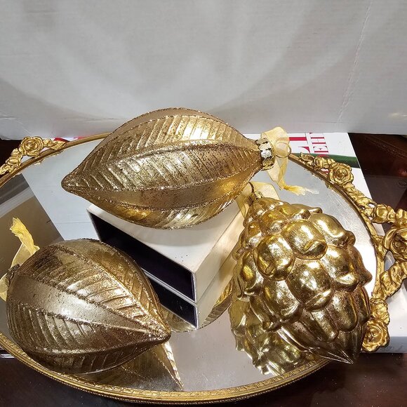 Frontgate Ornaments in Gold  set of 3 - Picture 3 of 5